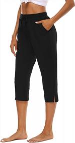 img 2 attached to Women'S Comfy Capri Yoga Pants: THANTH Loose Drawstring Lounge Pajama Workout Joggers With Pockets.