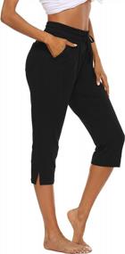 img 4 attached to Women'S Comfy Capri Yoga Pants: THANTH Loose Drawstring Lounge Pajama Workout Joggers With Pockets.