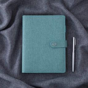 img 1 attached to Spiral Leather Journal Writing Notebook, 6 Ring Binder Refillable Diary Notepads, Vintage Business Planner Personal Organizer, Agenda For Men Women, Faux Cloth Cover, A5 Size，Teal