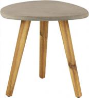 gray wooden outdoor accent table with concrete-inspired top and slim tapered legs - deco 79, 16" x 16" x 16 logo