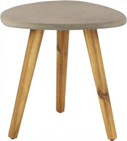 img 4 attached to Gray Wooden Outdoor Accent Table With Concrete-Inspired Top And Slim Tapered Legs - Deco 79, 16" X 16" X 16