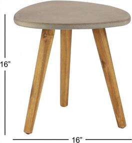 img 3 attached to Gray Wooden Outdoor Accent Table With Concrete-Inspired Top And Slim Tapered Legs - Deco 79, 16" X 16" X 16