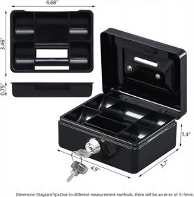 img 1 attached to Kyodoled Mini Small Cash Box With Money Tray,Lock Box With Key,Small Safe For Kids 4.9"X 3.7"X 2.3" Black