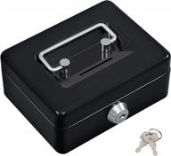 kyodoled mini small cash box with money tray,lock box with key,small safe for kids 4.9"x 3.7"x 2.3" black logo