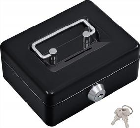 img 4 attached to Kyodoled Mini Small Cash Box With Money Tray,Lock Box With Key,Small Safe For Kids 4.9"X 3.7"X 2.3" Black