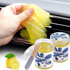 img 4 attached to eFuncar Universal Car Cleaning Gel - Fresh Lemon Scented Detailing Putty for Auto Interior, Home, Office, PC Keyboard, Air Vent, Cup Holder - Dust Removal Glue with Scraper - 2Pack (320G)