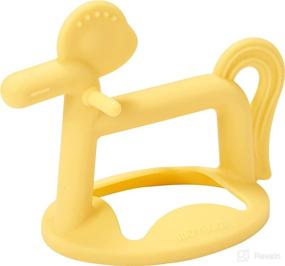 img 4 attached to MOYUUM Silicone Pony Teether - Baby 🐴 Chew Toy, Wearable Type, Yellow - Pack of 1