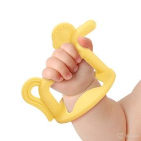 img 3 attached to MOYUUM Silicone Pony Teether - Baby 🐴 Chew Toy, Wearable Type, Yellow - Pack of 1