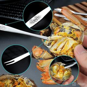 img 2 attached to 21 Piece Crab Crackers and Tools Set with 6 Crab Leg Crackers, 6 High-Quality Stainless 🦀 Steel Lobster Shell Forks, 6 Crab Leg Forks, 2 Seafood Scissors & Storage Bag, Complete Nut Cracker Set