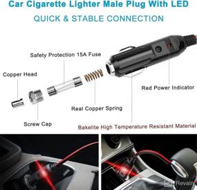 img 3 attached to 🔌 Rugged 16AWG 12V 24V Male Plug Cigarette Lighter Adapter with 2FT Cable, 15A Fuse - Ideal for Car Inverter, Air Pump, Electric Cup, DIY & More