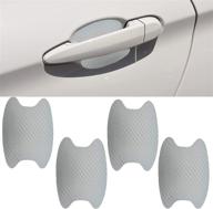 4-piece universal carbon fiber car door bowl stickers | protective films 🚗 for scratches | car suv paint protection with door bowl guard film (silver) logo