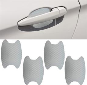 img 4 attached to 4-Piece Universal Carbon Fiber Car Door Bowl Stickers | Protective Films 🚗 for Scratches | Car SUV Paint Protection with Door Bowl Guard Film (Silver)