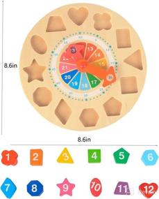 img 2 attached to 🕰️ Wood Shape Sorting Clock – Educational Toy for Teaching Time, Numbers, and Colors. Great Gift for Toddler, Baby, and Kids Ages 2-4