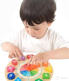 img 3 attached to 🕰️ Wood Shape Sorting Clock – Educational Toy for Teaching Time, Numbers, and Colors. Great Gift for Toddler, Baby, and Kids Ages 2-4