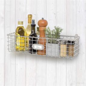 img 1 attached to 📦 Spectrum Diversified Vintage Wall Mount Silver Wire Basket: Ultimate Pantry, Bath & Entryway Storage Organizer with Label Plate