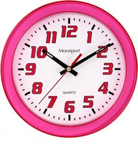 img 4 attached to Silent Non-Ticking Digital Wall Clock - 8 Inch Moonport Kids Clock in Child Pink for Home, School, Office, Hotel Decor - Modern Style