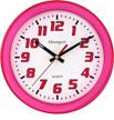 silent non-ticking digital wall clock - 8 inch moonport kids clock in child pink for home, school, office, hotel decor - modern style logo