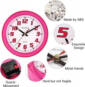 img 2 attached to Silent Non-Ticking Digital Wall Clock - 8 Inch Moonport Kids Clock in Child Pink for Home, School, Office, Hotel Decor - Modern Style