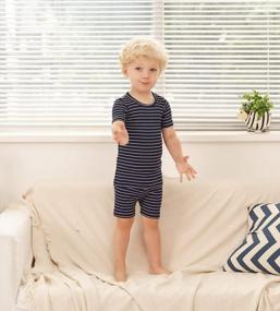 img 1 attached to Стильный пижамный комплект для малышей в полоску для повседневной носки - AVAUMA Snug Fit Sleepwear в рубчик для мальчиков и девочек