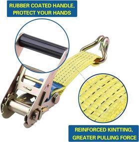 img 1 attached to Yellow Heavy-Duty Ratchet Tie Down Straps - 2 inch x 16 Ft, 10,000 lbs Break Strength - Ideal for Moving Appliances, Lawn Equipment, Motorcycles, Cargo - Truck, Car, ATV - Double J Hook - 4 Pack