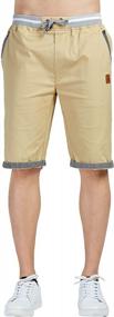 img 1 attached to JustSun Mens Shorts Casual Classic Fit Cotton Summer Beach Shorts With Elastic Waist And Pockets