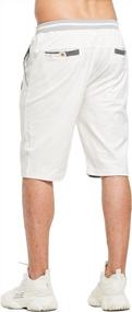 img 2 attached to JustSun Mens Shorts Casual Classic Fit Cotton Summer Beach Shorts With Elastic Waist And Pockets
