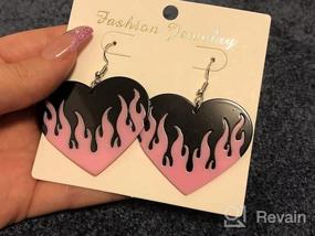 img 5 attached to 🔥 Punk Fire Element Circle Earrings: Flaming Acrylic Geometric Round Drops for Women and Girls - Gothic Vintage Cosplay Halloween Exaggerated Dangles