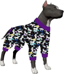 img 4 attached to 🐶 Large Dog Post Surgery Recovery Clothes, Unicorn in Space Black Prints, UV Protection, Anxiety Relief, Wound Care Dog Onesies with LovinPet