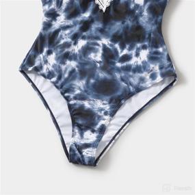 img 2 attached to 🌴 IFFEI Family Matching Coconut Tree Printed V Neck Bathing Suit - Mommy and Me Swimsuit Set of One Piece Swimwear