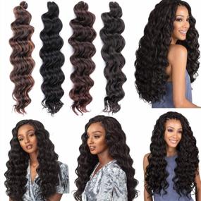 img 2 attached to LEEONS Ombre Deep Wave Crochet Hair 20 Inch - 4 Pack T1B-33, Perfect For Ocean-Inspired Waves