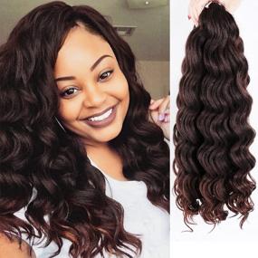 img 4 attached to LEEONS Ombre Deep Wave Crochet Hair 20 Inch - 4 Pack T1B-33, Perfect For Ocean-Inspired Waves