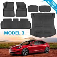 tesla model 3 floor mats set: all-weather anti-slip liners 🚗 for rear trunk cargo - heavy duty accessories for 2020-2022 upgrade logo