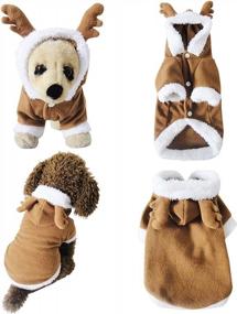 img 2 attached to Yoption Puppy Dog Cat Christmas Reindeer Costumes, Funny Pet Cosplay Dress, Warm Fleece Hoodie Coat Clothes, Jumpsuit Outfit Apparel