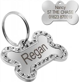 img 4 attached to Didog Rhinestone Custom Pet ID Tags, Bone Shape,Free Engraved And Gifts,Bone Shape,White