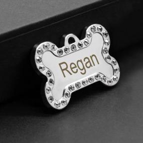 img 3 attached to Didog Rhinestone Custom Pet ID Tags, Bone Shape,Free Engraved And Gifts,Bone Shape,White