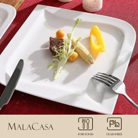 img 2 attached to MALACASA Ivory White Dinnerware Set, 30-Piece Porcelain Dishes Dinnerware Sets, Square Dinner Set With Plates And Bowls For Salad Dessert And Soup, Cups And Saucers Set, Dish Set For 6, Series Joesfa