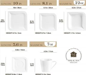 img 3 attached to MALACASA Ivory White Dinnerware Set, 30-Piece Porcelain Dishes Dinnerware Sets, Square Dinner Set With Plates And Bowls For Salad Dessert And Soup, Cups And Saucers Set, Dish Set For 6, Series Joesfa