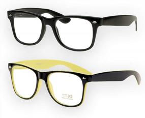 img 4 attached to Goson Non-Prescription Clear Lens Eye Glasses Frames For Women & Men - Square Nerd Hipster Eyewear - 2 Pairs Black & Black/Yellow Frame