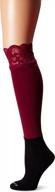 crimson lace knee hi socktights bootights with cushioned ankle sock for women - one size logo