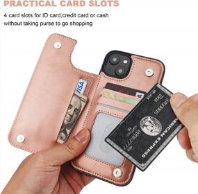 img 1 attached to Rose Gold IPhone 14 Plus Wallet Case With Card Holder, Magnetic Clasp & Shockproof Cover - Onetop Compatible 6.7 Inch