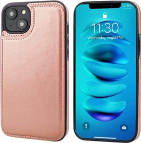 img 2 attached to Rose Gold IPhone 14 Plus Wallet Case With Card Holder, Magnetic Clasp & Shockproof Cover - Onetop Compatible 6.7 Inch