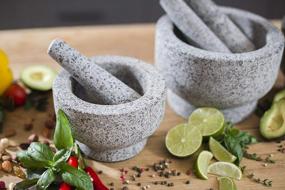 img 2 attached to Heavy Granite Mortar And Pestle Sets - 6 Inch 2 Cup & 8 Inch 5 Cup Capacity - Unpolished For Enhanced Performance By ChefSofi