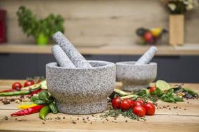 img 1 attached to Heavy Granite Mortar And Pestle Sets - 6 Inch 2 Cup & 8 Inch 5 Cup Capacity - Unpolished For Enhanced Performance By ChefSofi
