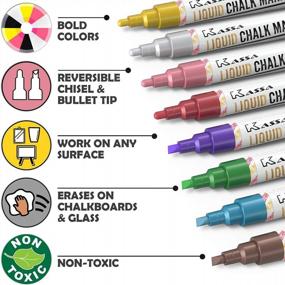 img 3 attached to Bundle Of Kassa Liquid Non-Toxic Pastel Chalk Markers (12 Colors) & Metallic Chalk Markers (8 Colors)