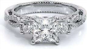 img 3 attached to Platinum Plated Silver Princess Moissanite Engagement Rings For Women - Stunning 1.48 Carat (Ctw) Moissanite Ring