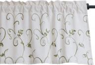 embroidered curtains valance with vogol vines pattern, 52 x 18 inch, grass green color, rod pocket design for windows логотип