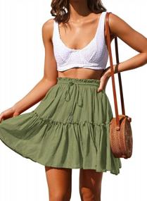 img 4 attached to Flower Power: Arjungo Women'S High Waist Floral Print Skater Skirt With Drawstring And Ruffle Detail