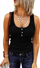 img 4 attached to 👚 Stylish and Versatile Yacooh Women's Scoop Neck Ribbed Knit Tank Tops - Racerback Button Henley Shirts for a Chic Sleeveless Look