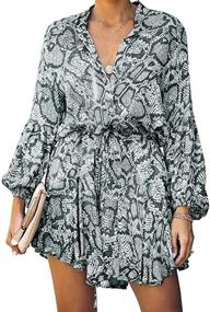 img 2 attached to Женское шифоновое платье Clarisbelle с длинными рукавами на пуговицах и завязками на талии с цветочным принтом