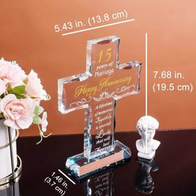 img 3 attached to 15Th Anniversary Glass Cross Gifts For Couples - Romantic Wedding Present For Her & Him!